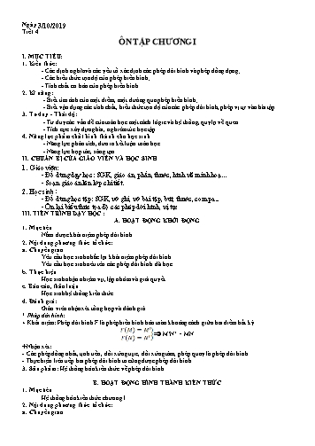 Giáo án Hình học 11 - Tiết 4: Ôn tập chương I - Năm học 2019-2020