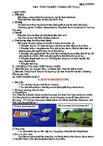 Giáo án Hình học Lớp 10 - Tiết 3: Tổng và hiệu của hai véc-tơ (Tiết 1) - Năm học 2019-2020