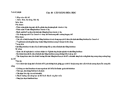 Giáo án Hóa học Lớp 10 - Tiết 57+58+59: Cân bằng hóa học