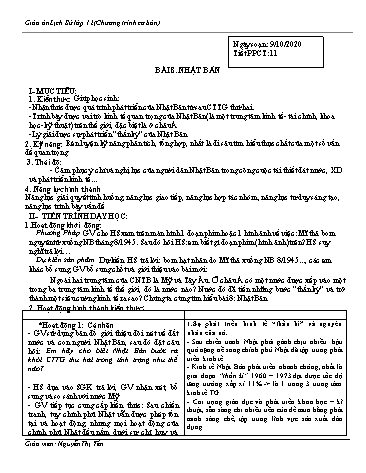 Giáo án Lịch sử Lớp 12 - Tiết 11+12 - Nguyễn Thị Yến