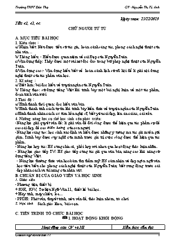 Giáo án Ngữ văn 11 - Tiết 42,43,44: Chữ người tử tù - Năm học 2019-2020 - Nguyễn Thị Tú Anh
