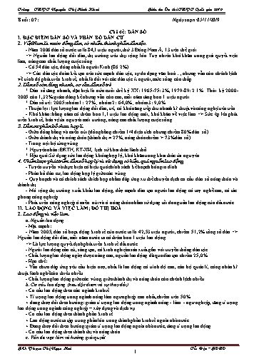 Giáo án ôn thi Địa lý Lớp 12 - Buổi 7: Dân số - Phạm Thị Ngọc Mai