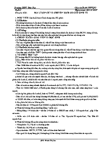 Giáo án ôn thi THPT QG Địa lí 12 - Buổi 9: Địa lí dân cư và chuyển dịch cơ cấu kinh tế - Đinh Thị Sen