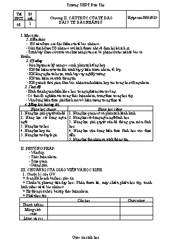 Giáo án Sinh học Lớp 10 - Tiết 8, Bài 7: Tế bào nhân sơ - Năm học 2019-2020 - Trường THPT Đức Thọ