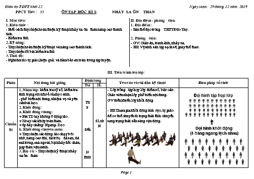 Giáo án Thể dục Lớp 12 - Tiết 33,34,35,36 - Năm học 2019-2020