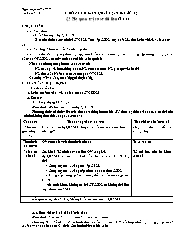 Giáo án Tin học 12 - Tuần 4 - Năm học 2020-2021 - Trường THPT Đức Thọ