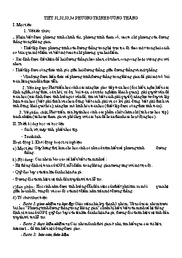 Giáo án Toán Lớp 10 - Tiết 31-34: Phương trình đường thẳng