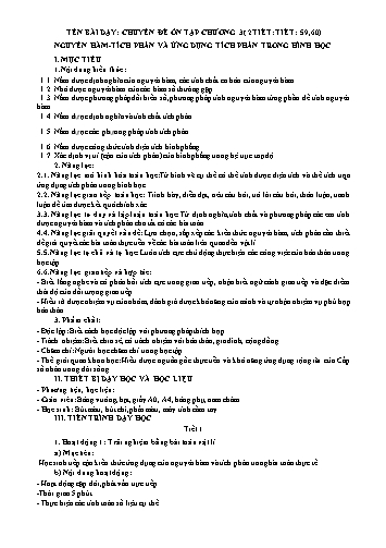 Giáo án Toán Lớp 12 - Tiết 59+60: Ôn tập chương 3