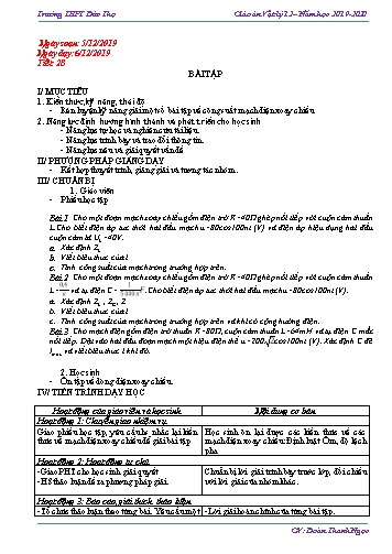 Giáo án Vật lí 12 - Tiết 28+29 - Năm học 2019-2020 - Đoàn Thanh Ngọc Giáo án Vật lí 12 - Tiết 28+29 - Năm học 2019-2020 - Đoàn Thanh Ngọc
