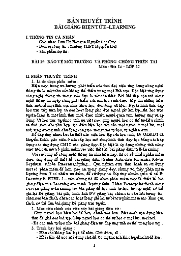 Bài giảng E-learning Địa lí 12 - Bài 15: Bảo vệ môi trường và phòng chống thiên tai - Lưu Thị Hồng