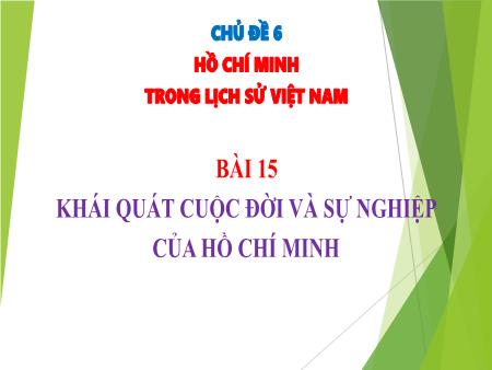 Bài giảng Lịch sử 12 (Kết nối tri thức) - Chủ đề 6: Hồ Chí Minh trong lịch sử Việt Nam - Bài 15: Khái quát cuộc đời và sự nghiệp của Hồ Chí Minh