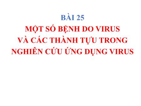 Bài giảng Sinh học 10 (Kết nối tri thức) - Bài 25: Một số bệnh do virus và các thành tựu trong nghiên cứu ứng dụng virus
