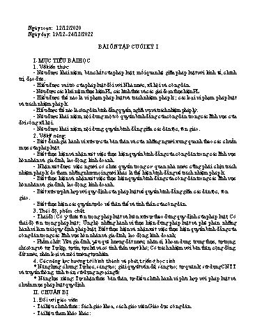 Đề cương ôn tập cuối học kì I Giáo dục Kinh tế và Pháp luật 12