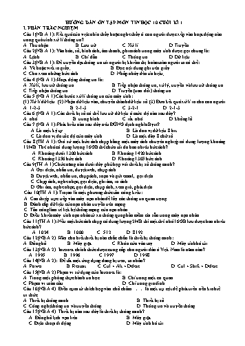 Đề cương ôn tập cuối học kì I Tin học 10