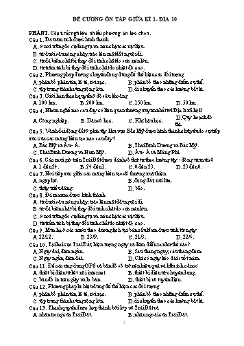 Đề cương ôn tập giữa học kì I Địa lí 10