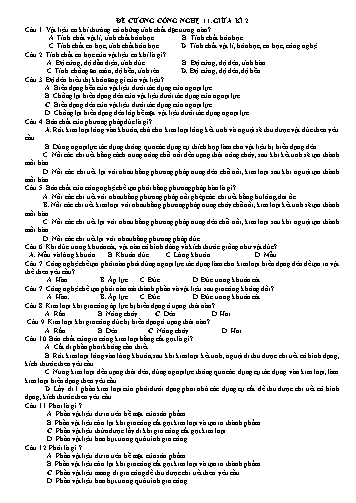 Đề cương ôn tập giữa học kì II Công nghệ 11