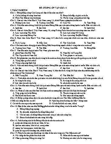 Đề cương ôn tập học kì I Địa lí 12