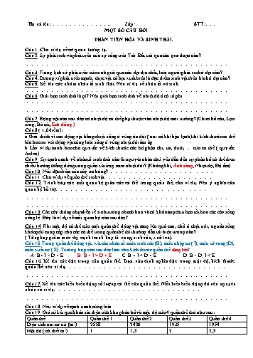 Đề cương ôn tập Sinh học 12 - Bài: Phần tiến hóa và sinh thái