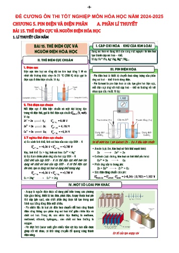 Đề cương ôn thi tốt nghiệp Hóa học 12 - Chương 5: Pin điện và điện phân - Năm học 2024-2025