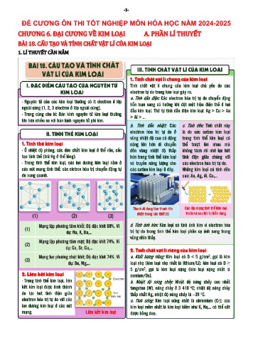 Đề cương ôn thi tốt nghiệp Hóa học 12 - Chương 6: Đại cương về kim loại - Năm học 2024-2025