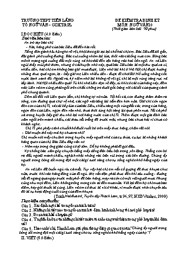 Đề kiểm tra Ngữ văn 10 - Đề 1 - Trường THPT Tiên Lãng (Có đáp án)