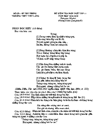 Đề kiểm tra Ngữ văn 11 - Đề 2 - Năm học 2023-2024 - Trường THPT Tiên Lãng (Có đáp án)