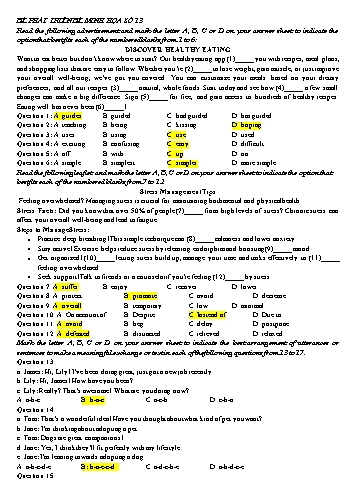 Đề minh họa tốt nghiệp THPT Tiếng Anh - Đề 13 (Có đáp án)