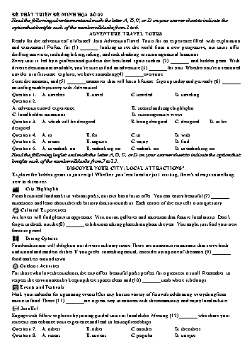 Đề minh họa tốt nghiệp THPT Tiếng Anh - Đề 9 (Có đáp án)