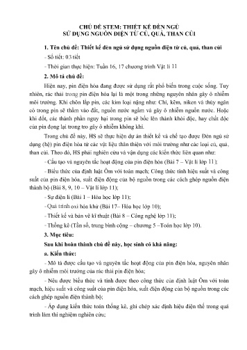 Đề tài Thiết kế đèn ngủ sử dụng nguồn điện từ cử, quả, than củi