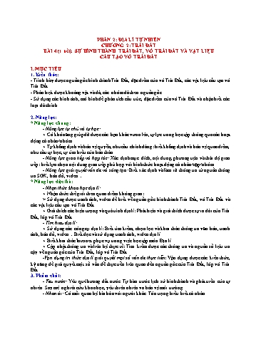 Giáo án Địa lí 10 (Kết nối tri thức) - Phần 2, Chương 2: Trái đất - Bài 4: Sự hình thành trái đất, vỏ trái đất và vật liệu cấu tạo vỏ trái đất