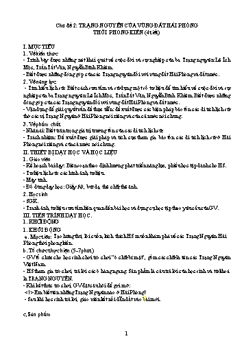 Giáo án Giáo dục địa phương 10 - Chủ đề 2: Trạng nguyên của vùng đất Hải Phòng thời phong kiến