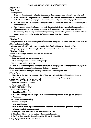Giáo án Hóa học 11 (Kết nối tri thức) - Bài 8: Sulfuric acid và muối Sulfate