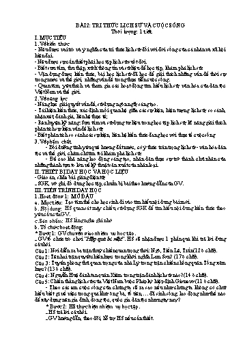 Giáo án Lịch sử Lớp 10 (Kết nối tri thức) - Bài 2: Tri thức lịch sử và cuộc sống