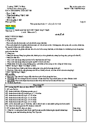 Giáo án Ngữ văn 10 (Đọc) Sách Kết nối tri thức - Tiết 26+27, Văn bản 2: Đăm Săn đi bắt Nữ Thần Mặt Trời - Đoàn Thị Thanh Nga