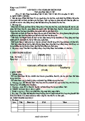 Giáo án Ngữ văn 11 (Kết nối tri thức) - Bài 8: Cấu trúc của văn bản thông tin - Năm học 2024-2025