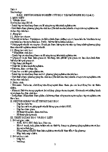Giáo án Sinh học 10 (Kết nối tri thức) - Bài 2: Phương pháp nghiên cứu học tập môn Sinh học (Tiết 2)