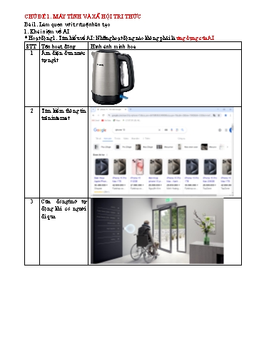 Giáo án Tin học 12 (Kết nối tri thức) - Chủ đề 1: Máy tính và xã hội tri thức - Bài 1: Làm quen với trí tuệ nhân tạo