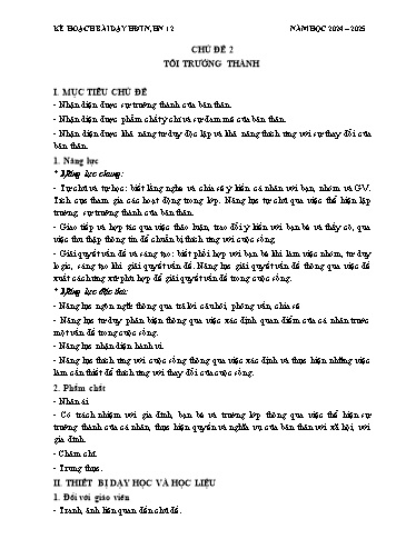 Kế hoạch bài dạy Hoạt động trải nghiệm, hướng nghiệp 12 (Kết nối tri thức) - Chủ đề 2: Tôi trưởng thành - Năm học 2024-2025