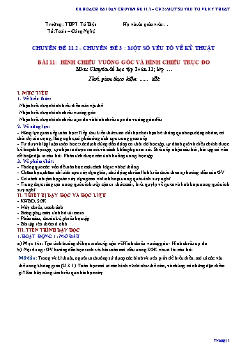 Kế hoạch bài dạy Toán 11 - Chủ đề 3: Một số yếu tố vẽ kĩ thuật - Trường THPT Tô Hiệu